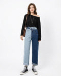 Heidi-Outlet - Nodan | Two-Tone Asymmetric-Waist Pants Women