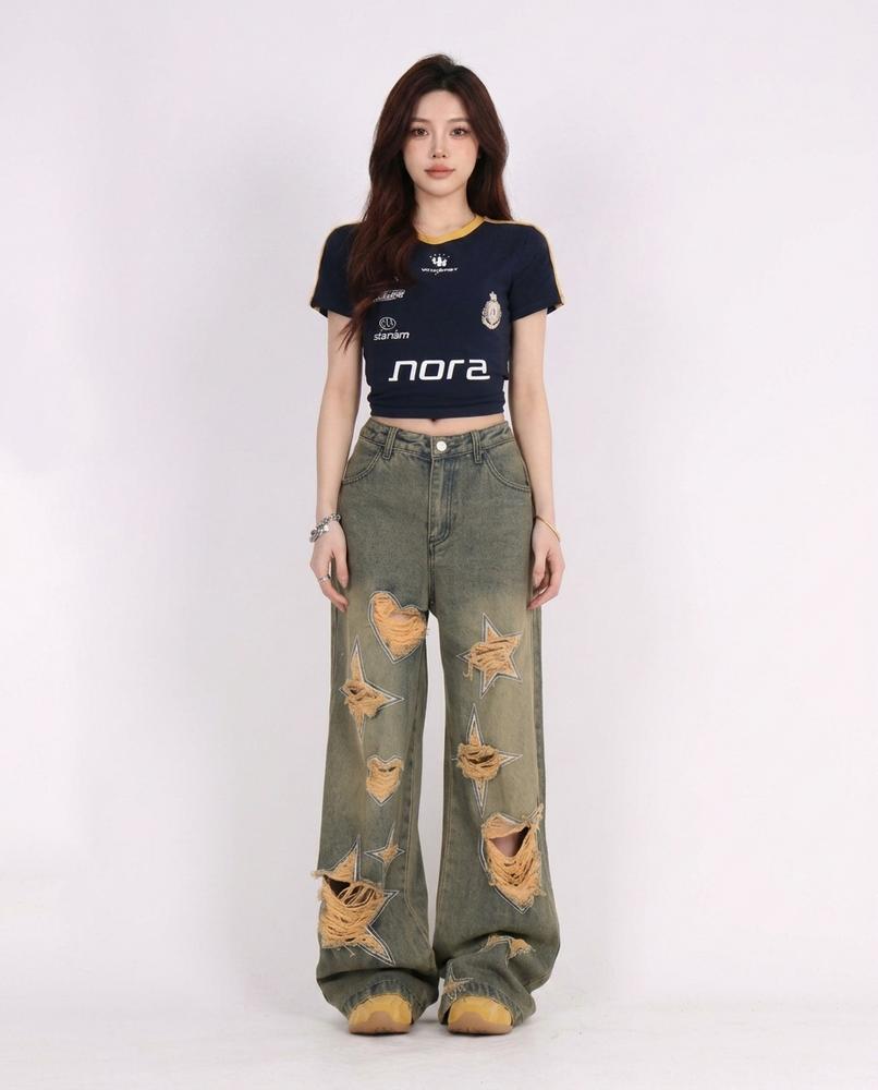 Heidi-Outlet - Lyrel | Wide-Leg Distressed Pants Women