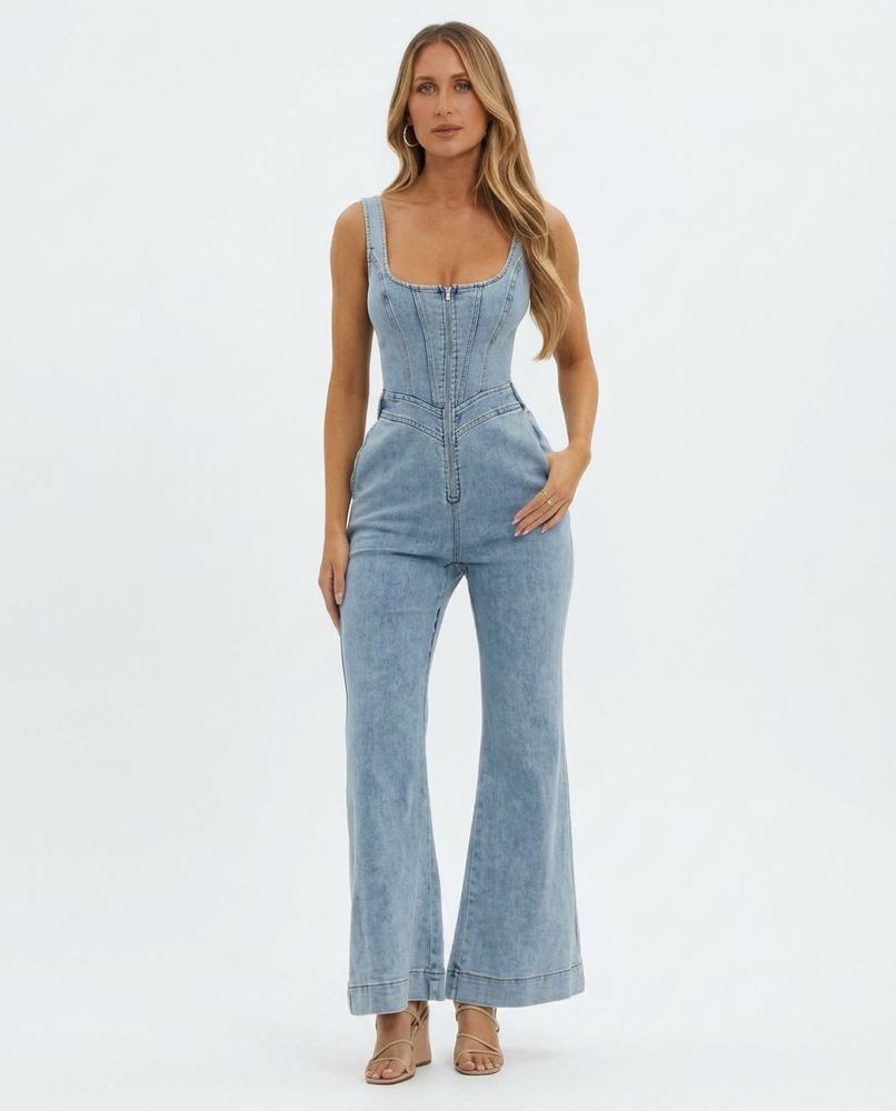 Heidi-Outlet - Kelom | Corseted Flared-Leg Suit Women