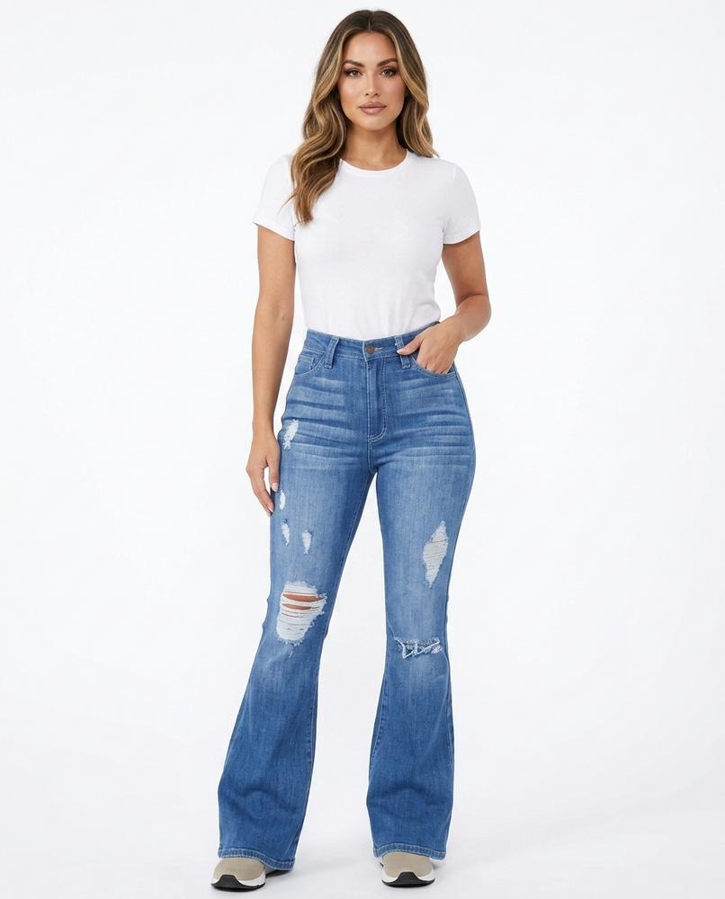 Heidi-Outlet - Lyver | Distressed Flared Pants Women
