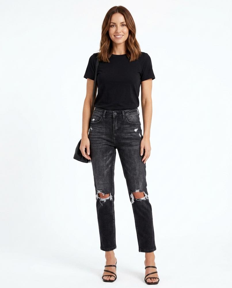 Heidi-Outlet - Alron | High-Waisted Distressed Pants Women