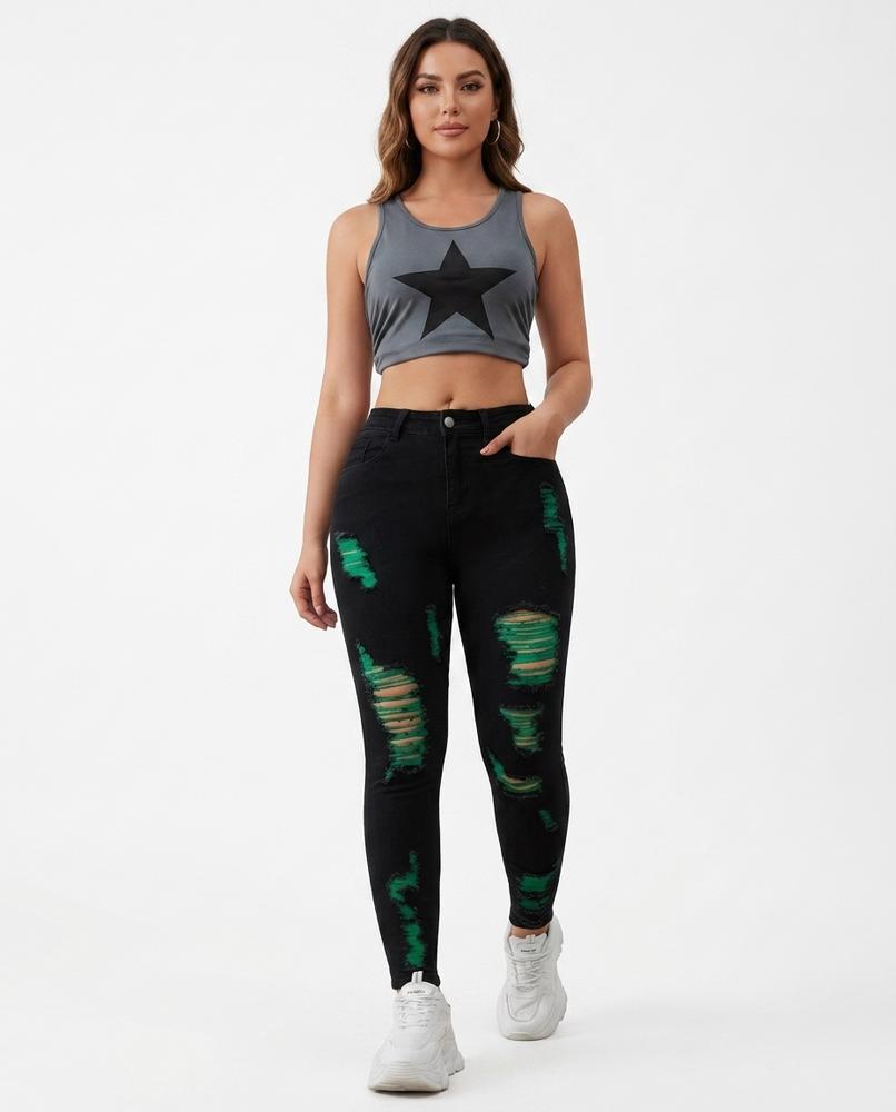 Heidi-Outlet - Laron | Distressed Slim-Fit Pants Women
