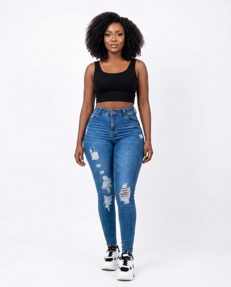 Heidi-Outlet - Semon | High-Waist Distressed Pants Women