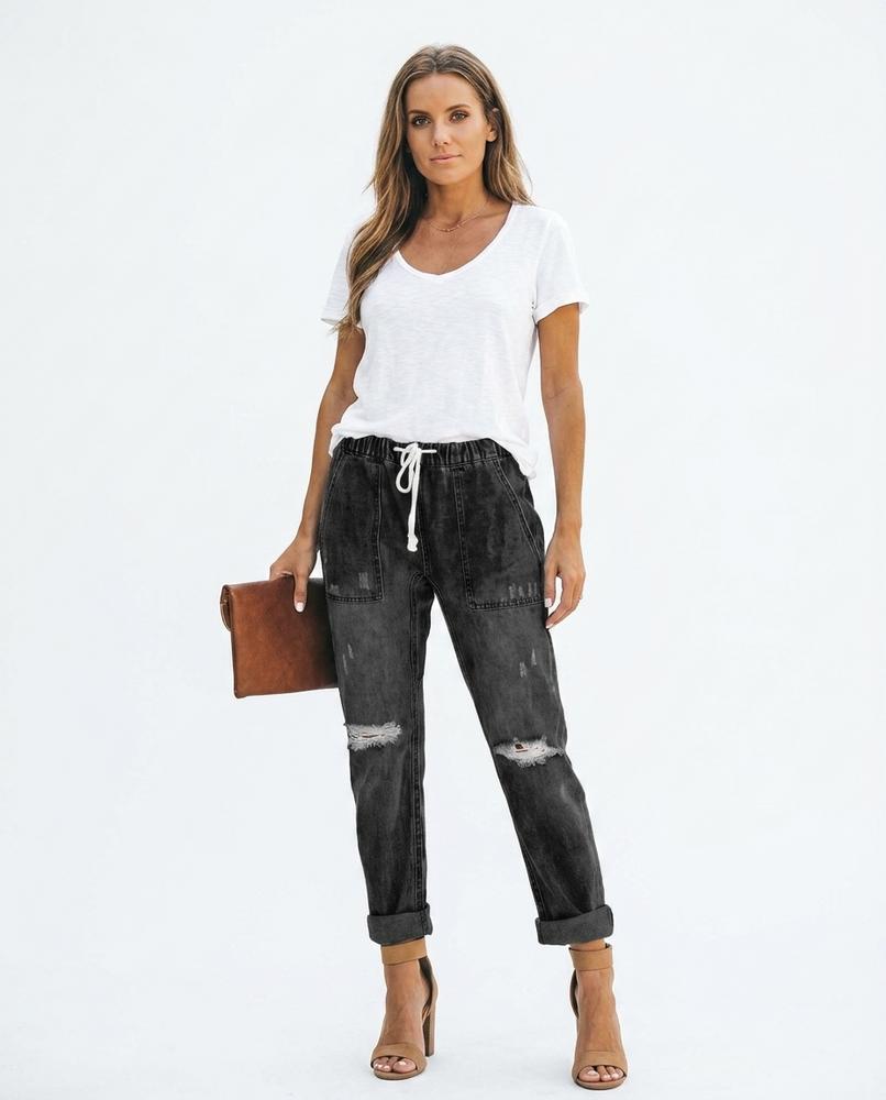 Heidi-Outlet - Nemin | Distressed Drawstring Pants Women