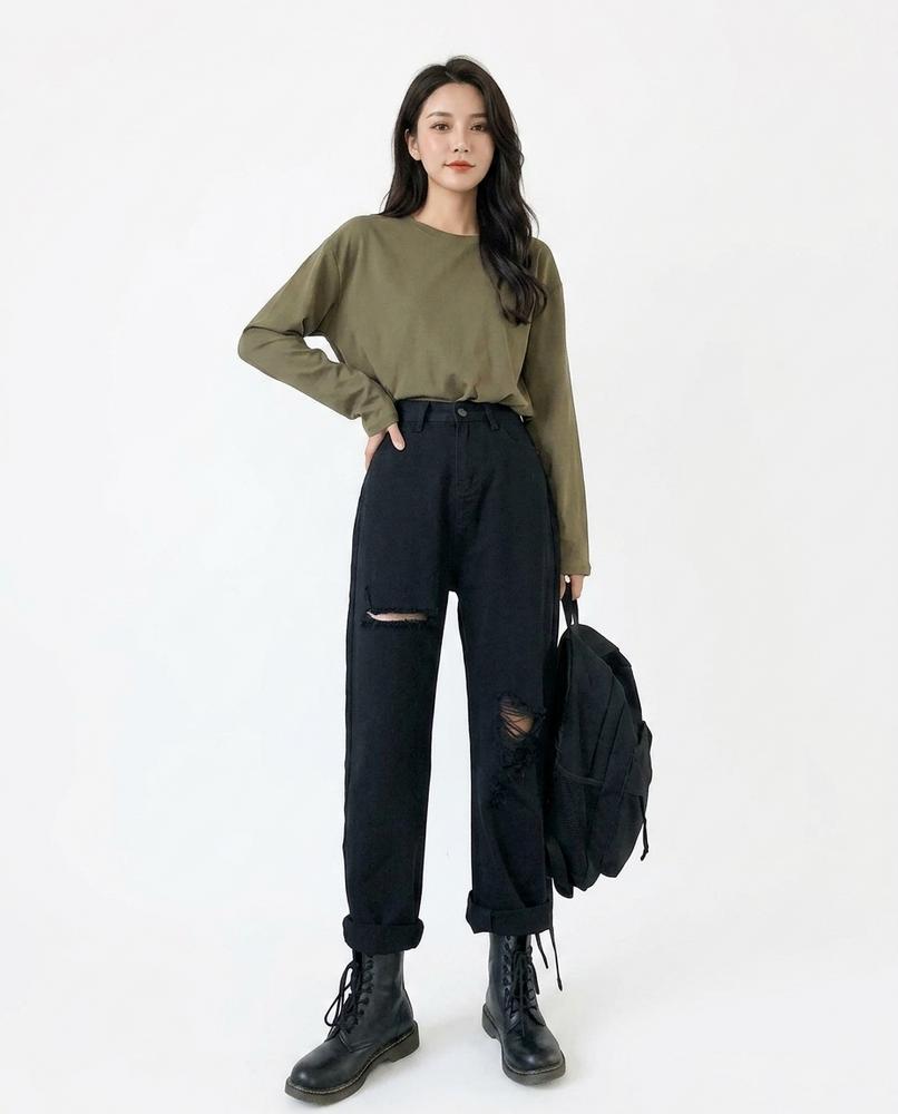 Heidi-Outlet - Canor | High-Waist Ripped Pants Women