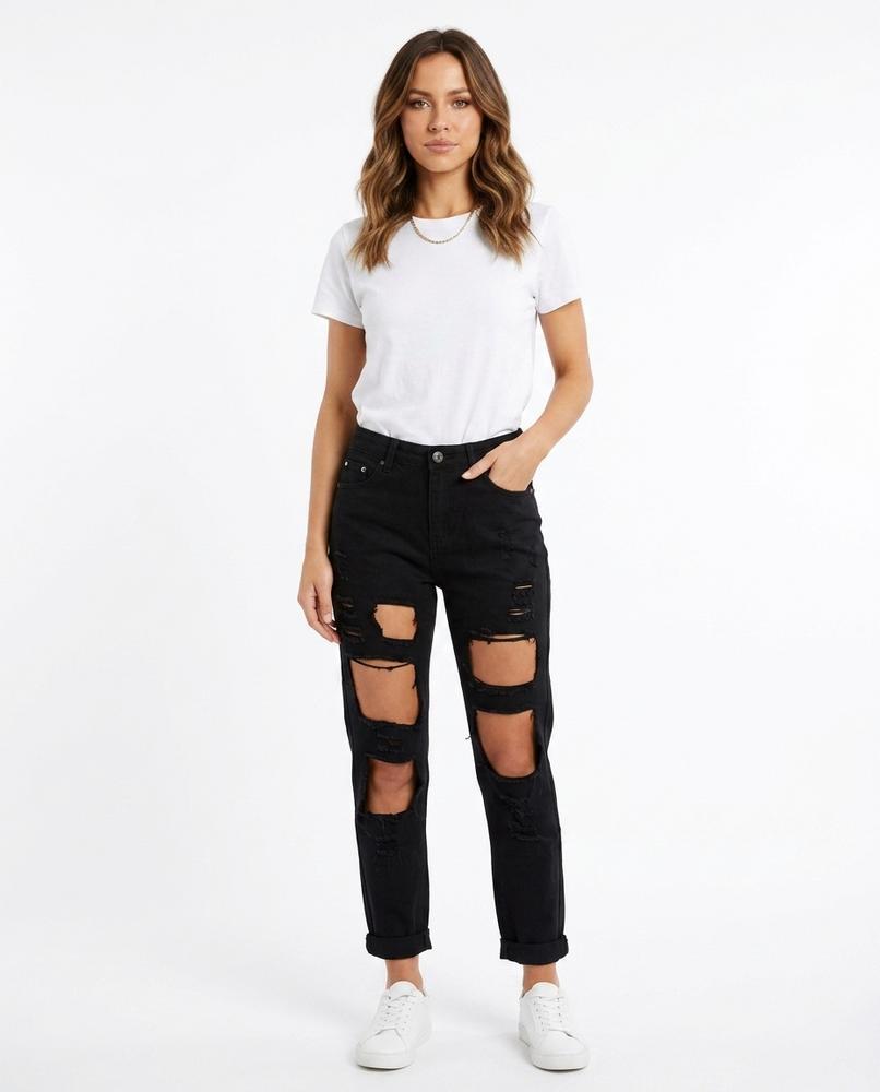 Heidi-Outlet - Rivel | High-Waist Ripped Pants Women