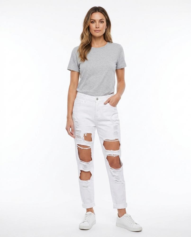 Heidi-Outlet - Rivel | High-Waist Ripped Pants Women