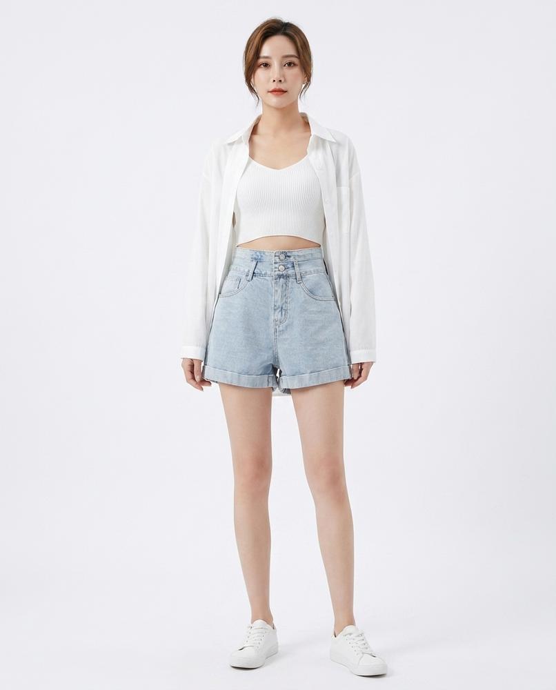 Heidi-Outlet - Alkar | High-Waisted Washed Shorts Women