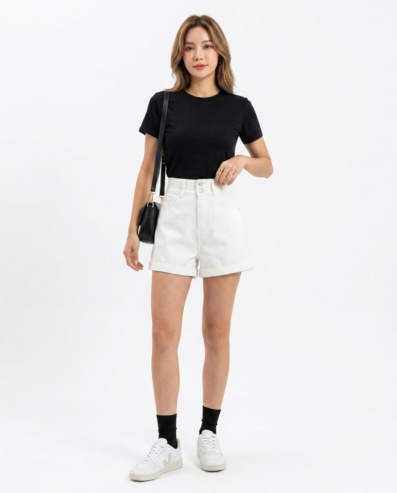 Heidi-Outlet - Alkar | High-Waisted Washed Shorts Women