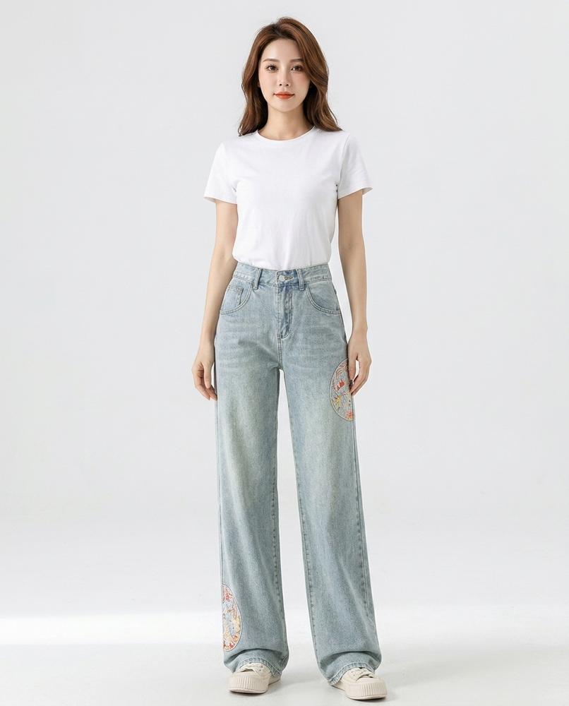 Heidi-Outlet - Lalom | Embroidered Wide-Leg Pants Women