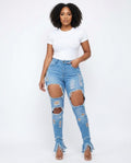Heidi-Outlet - Arnal | High-Waisted Distressed Pants Women