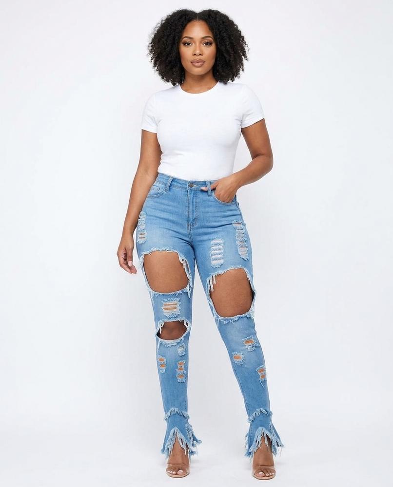 Heidi-Outlet - Arnal | High-Waisted Distressed Pants Women