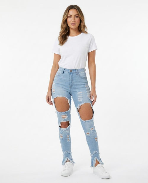 Heidi-Outlet - Arnal | High-Waisted Distressed Pants Women