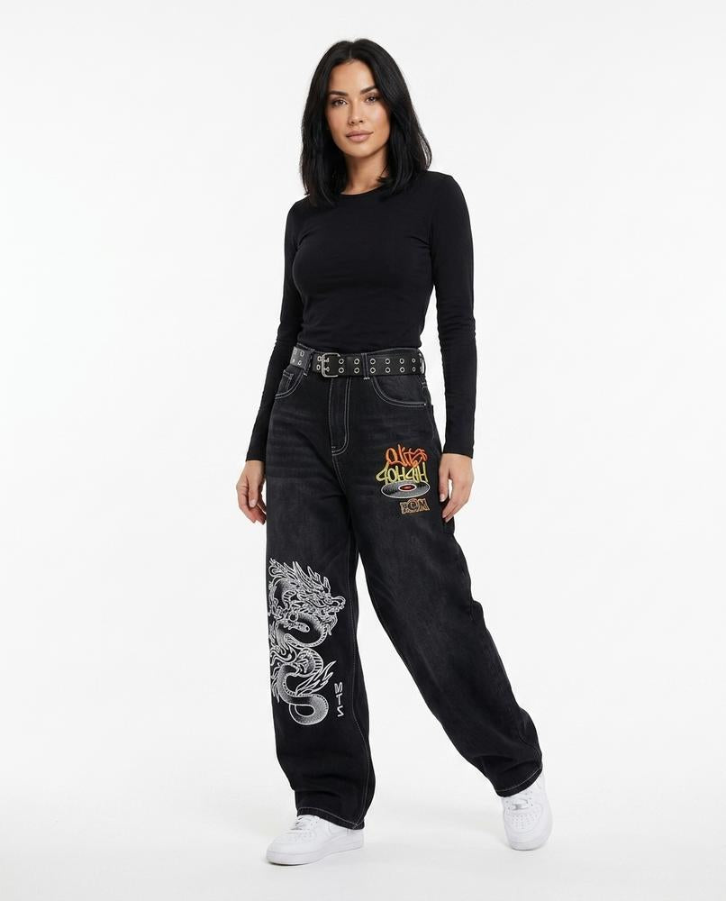 Heidi-Outlet - Tinav | Wide-Leg Embroidered Pants Unisex