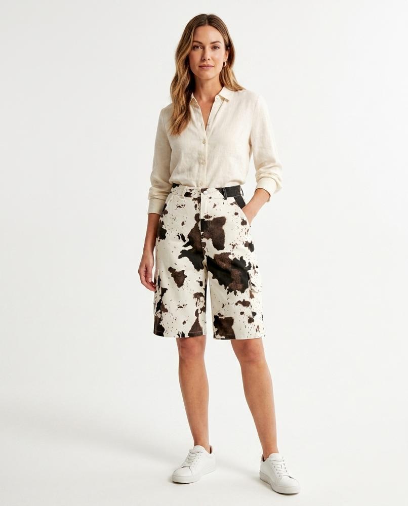 Heidi-Outlet - Losel | Cow Print Knee-Length Pants Women