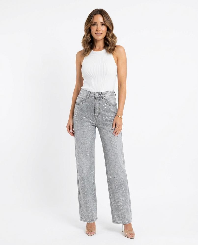 Heidi-Outlet - Zahal | High-Waisted Studded Pants Women