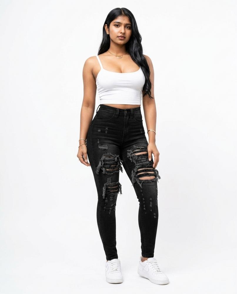 Heidi-Outlet - Vivin | High-Waisted Distressed Pants Women