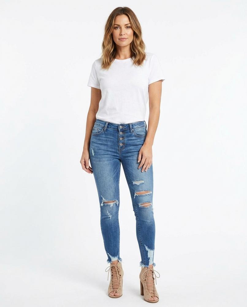 Heidi-Outlet - Roser | High-Waist Distressed Pants Women