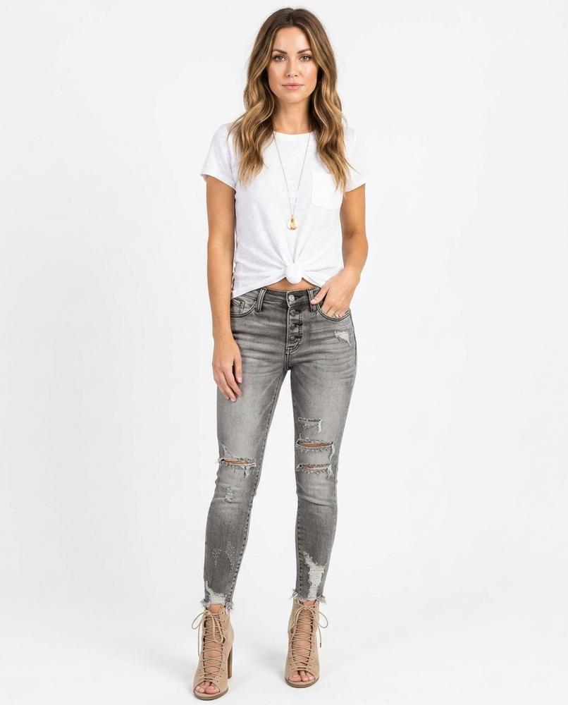 Heidi-Outlet - Roser | High-Waist Distressed Pants Women