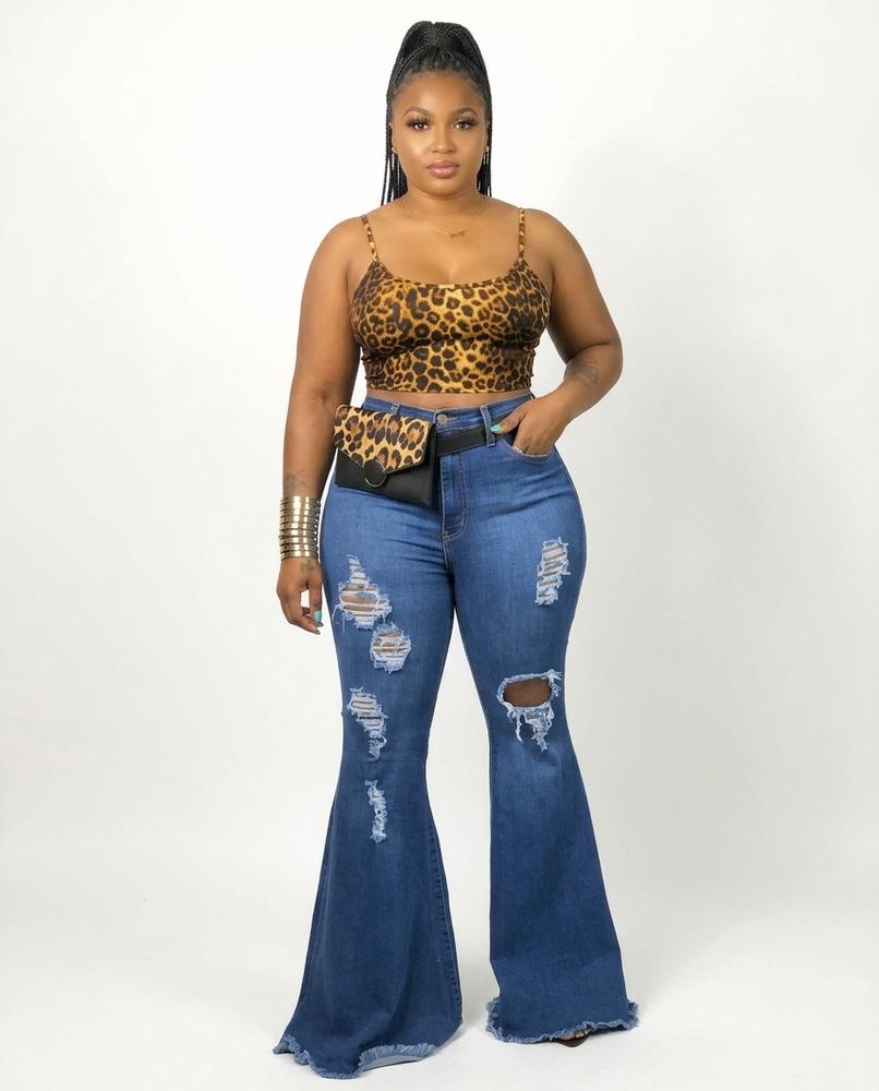 Heidi-Outlet - Katal | Flared Distressed Pants Women