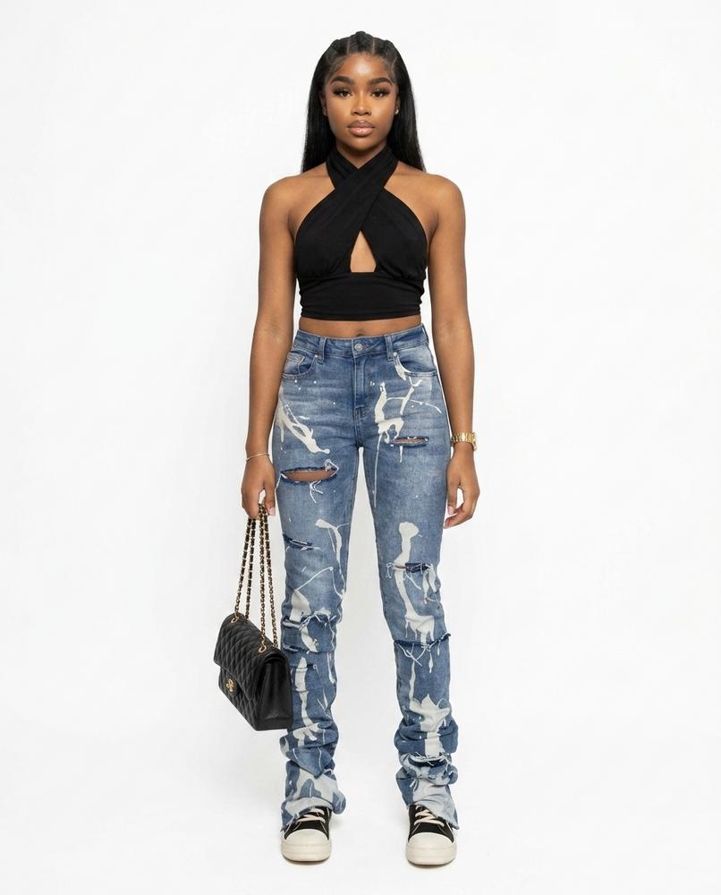 Heidi-Outlet - Rilen | High-Waisted Paint-Splatter Pants Women