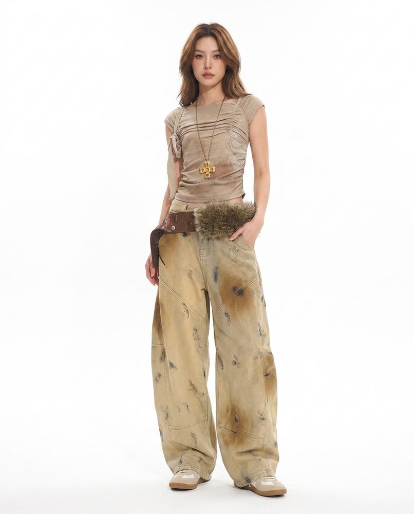 Heidi-Outlet - Kamon | Wide-Leg Spotted Pants Women