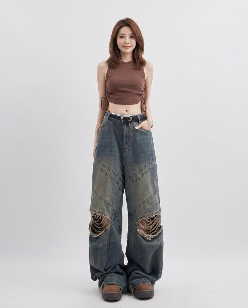 Heidi-Outlet - Yorev | Wide-Leg Distressed Pants Women