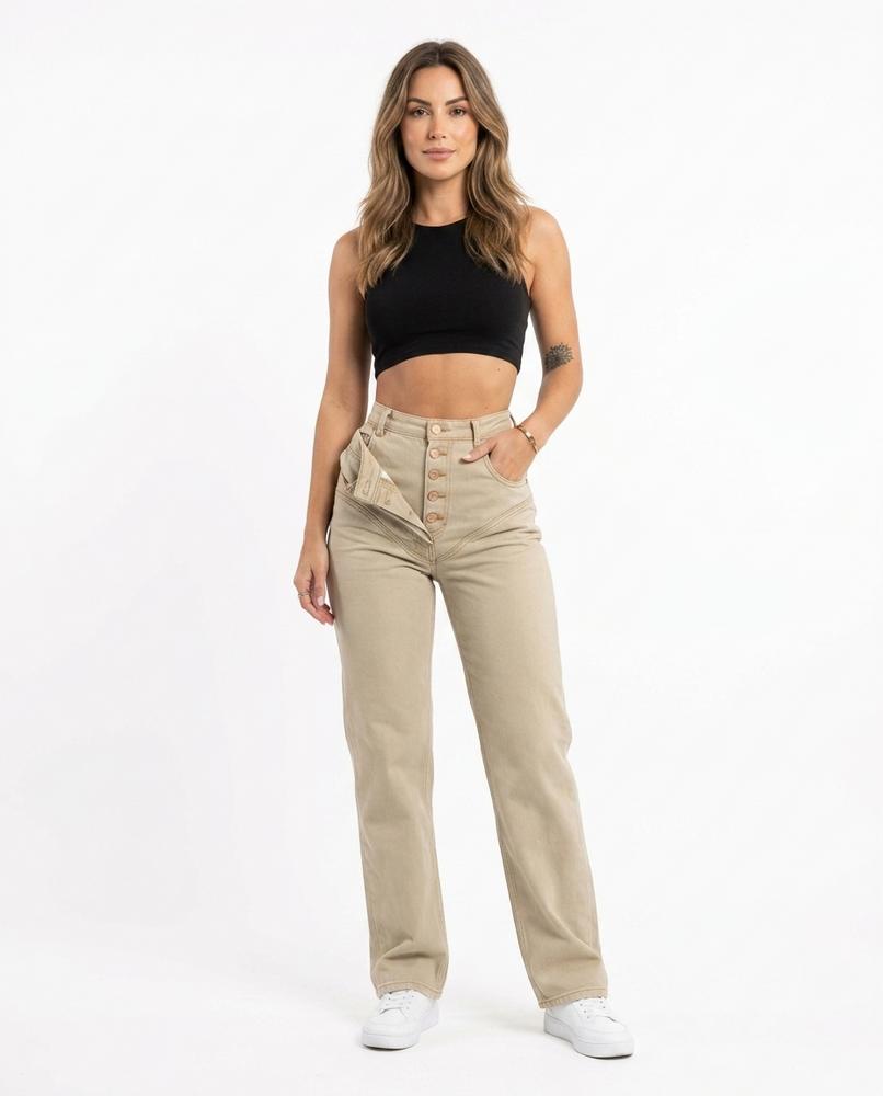 Heidi-Outlet - Arkar | High-Waisted Button-Fly Pants Women
