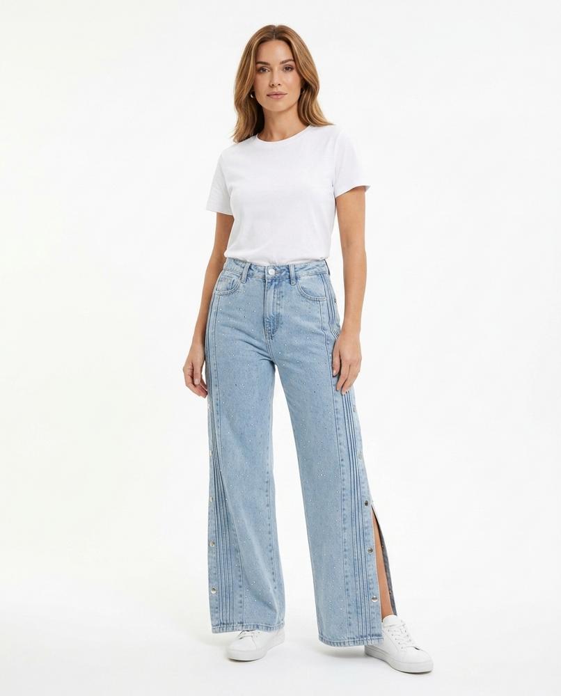 Heidi-Outlet - Rovel | Embellished Wide-Leg Pants Women