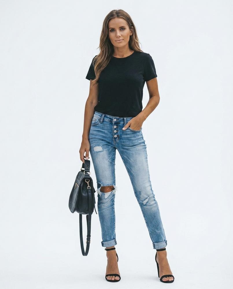 Heidi-Outlet - Rolar | High-Waisted Distressed Pants Women