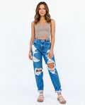 Heidi-Outlet - Zerev | High-Waisted Distressed Pants Women