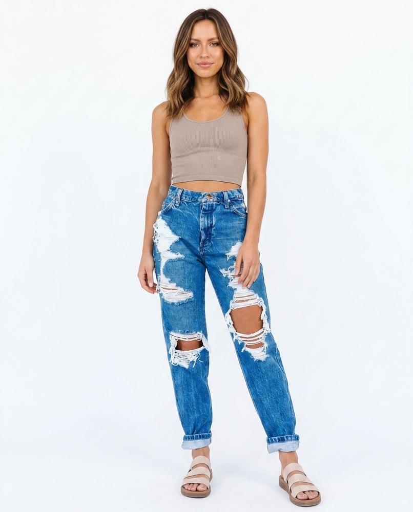 Heidi-Outlet - Zerev | High-Waisted Distressed Pants Women