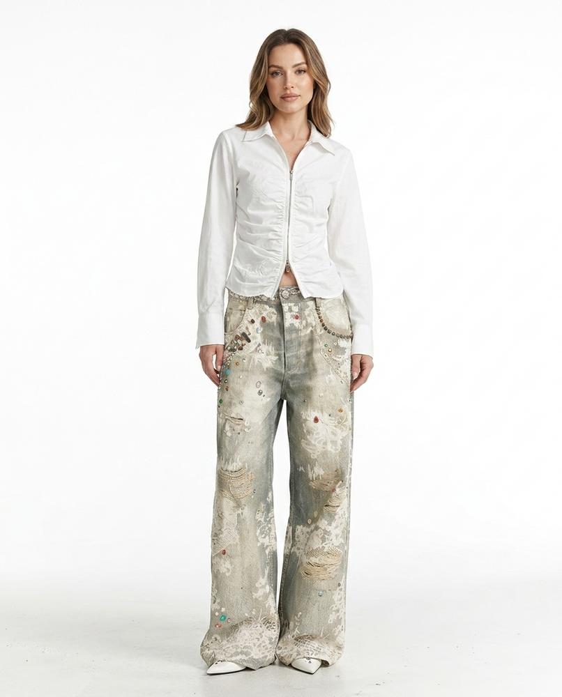 Heidi-Outlet - Davin | Decorated Wide-Leg Pants Women