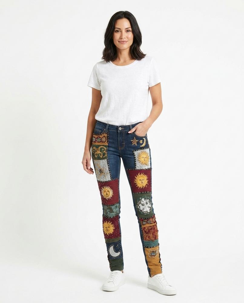 Heidi-Outlet - Rorev | Patchwork Skinny-Fit Pants Women