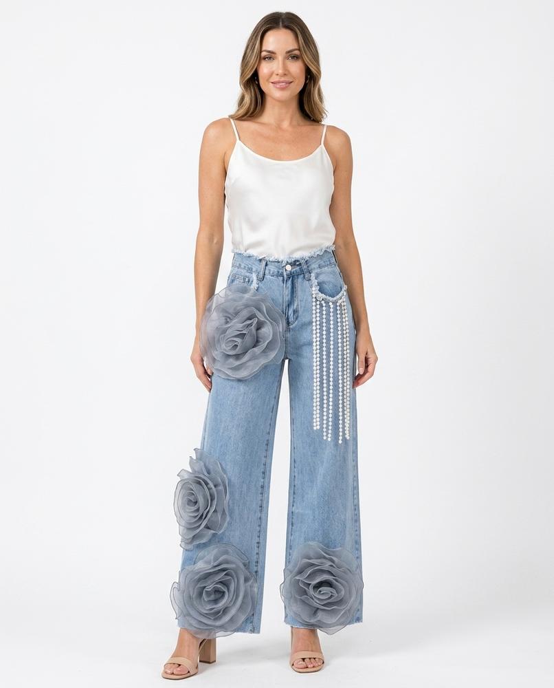Heidi-Outlet - Yolan | Embellished Wide-Leg Pants Women