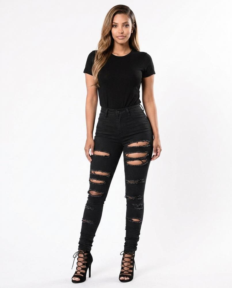 Heidi-Outlet - Kavel | Ripped High-Waist Pants Women