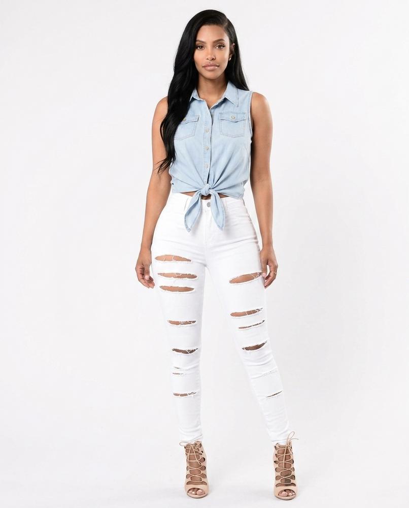 Heidi-Outlet - Kavel | Ripped High-Waist Pants Women