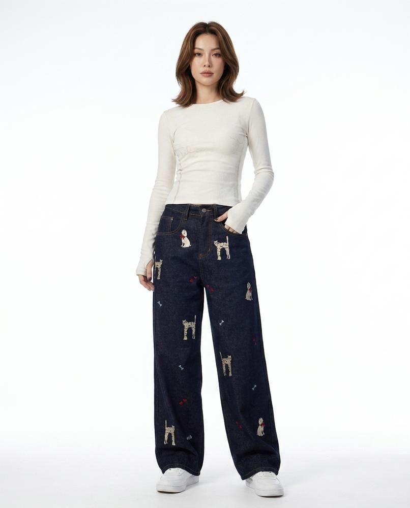 Heidi-Outlet - Vehal | Embroidered Wide-Leg Pants Women