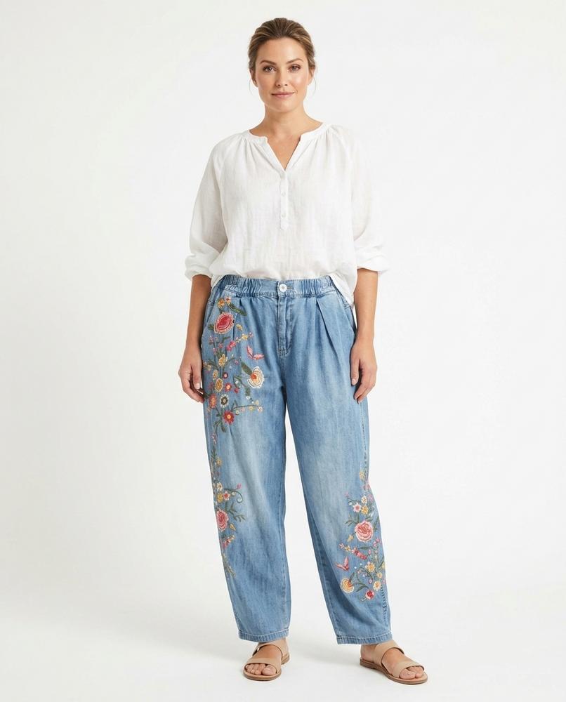Heidi-Outlet - Kaken | Embroidered Denim Pants Women