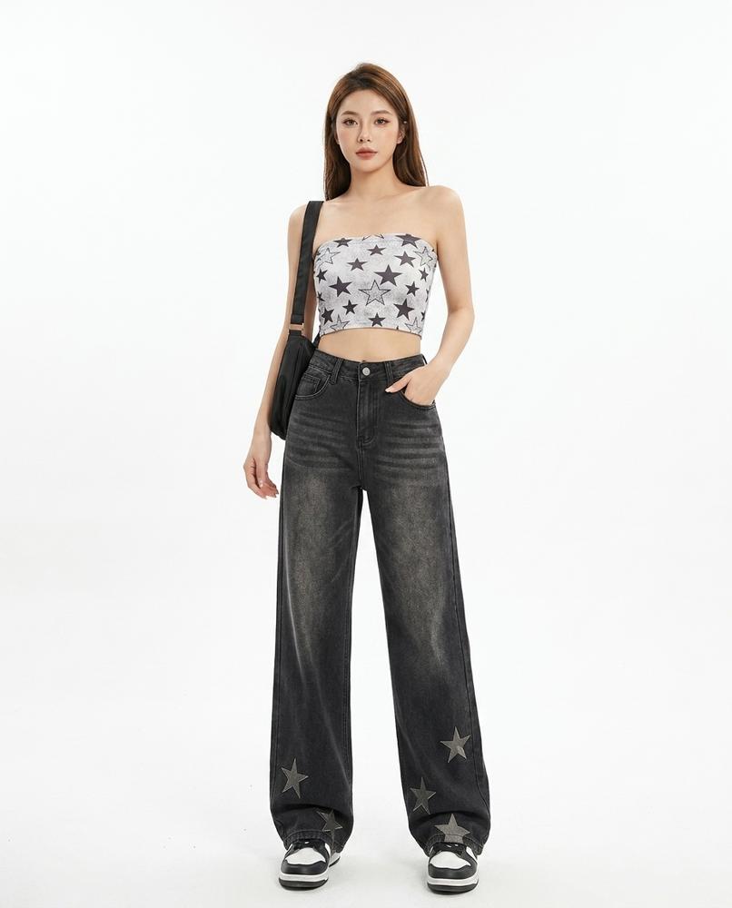 Heidi-Outlet - Vezan | Wide-Leg Star-Appliqué Pants Women