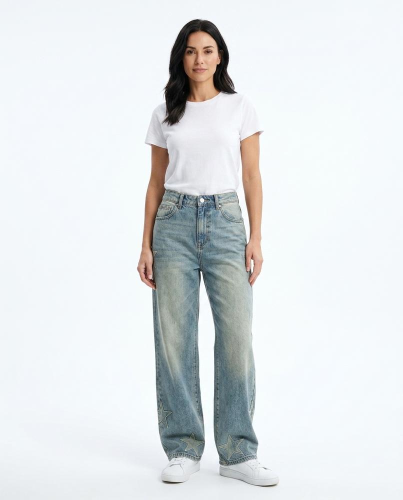 Heidi-Outlet - Vezan | Wide-Leg Star-Appliqué Pants Women