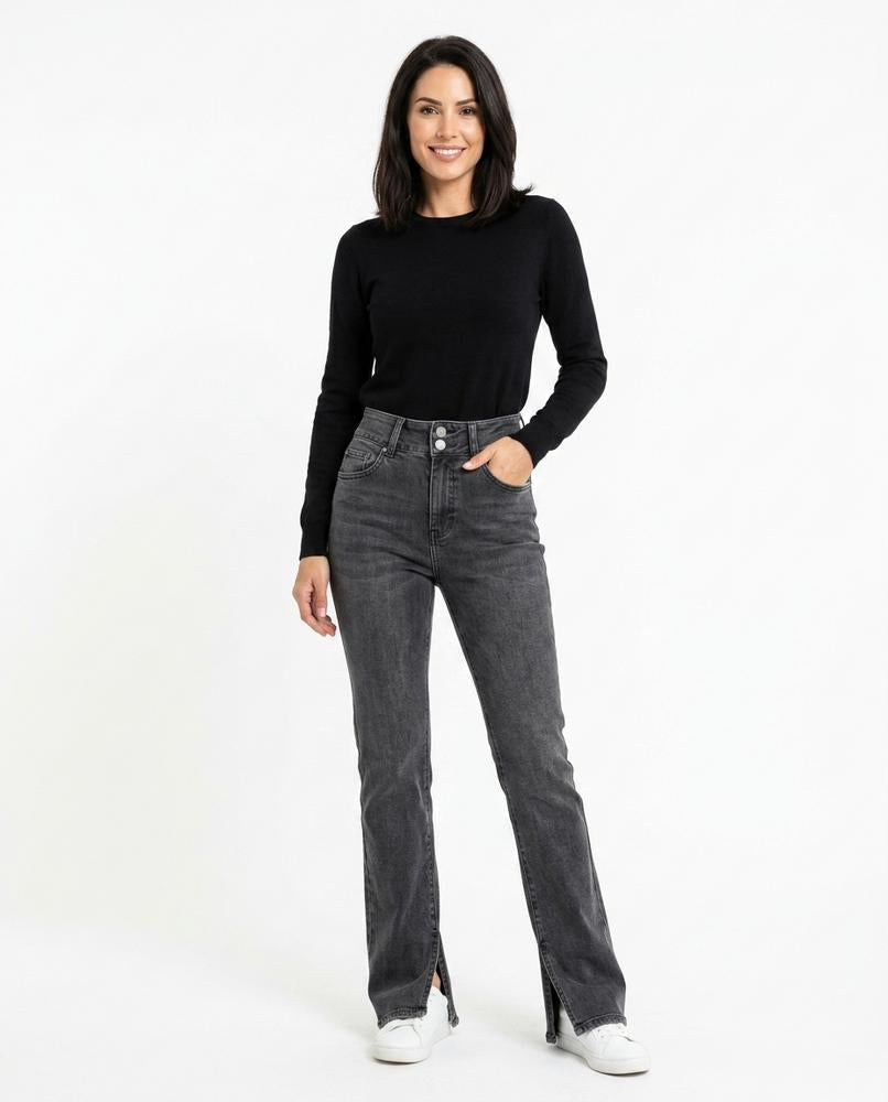 Heidi-Outlet - Tamar | High-Waist Slit-Hem Pants Women