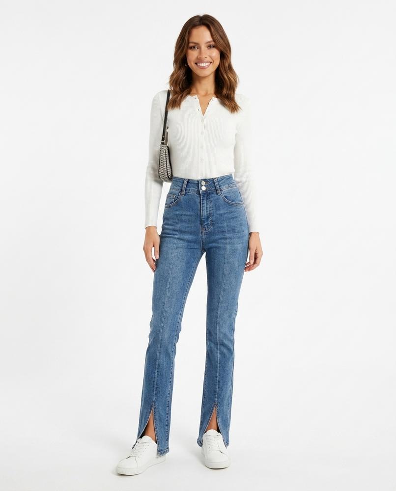 Heidi-Outlet - Tamar | High-Waist Slit-Hem Pants Women
