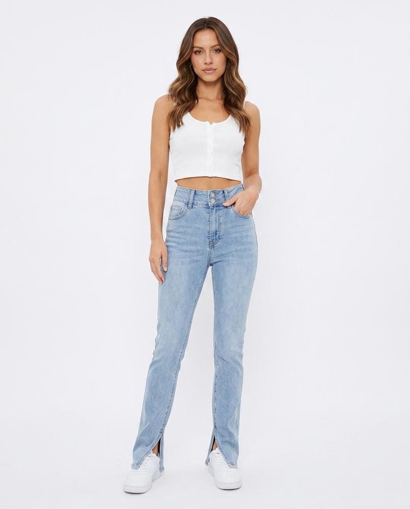 Heidi-Outlet - Tamar | High-Waist Slit-Hem Pants Women