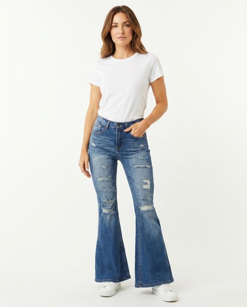 Heidi-Outlet - Lalin | Distressed Flared Pants Women