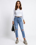 Heidi-Outlet - Laser | High-Waisted Distressed Pants Women